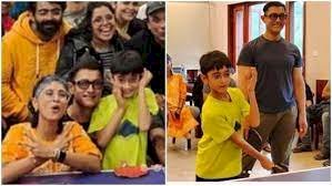 Aamir-Kiran play table tennis with son and Laal Singh Chaddha team.